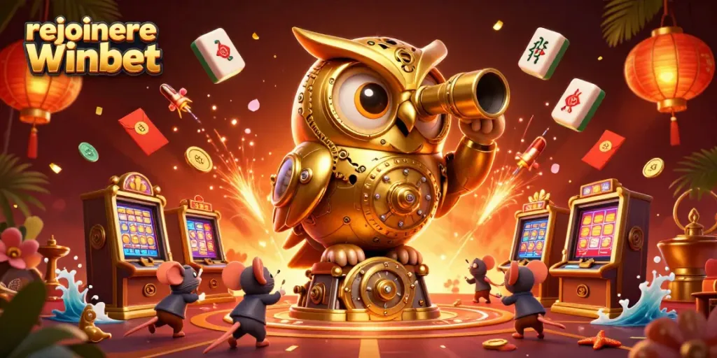 Rejoindre Winbet avec une illustration 3D d'animaux dans un casino fascinant, des éléments de jeu dynamiques.