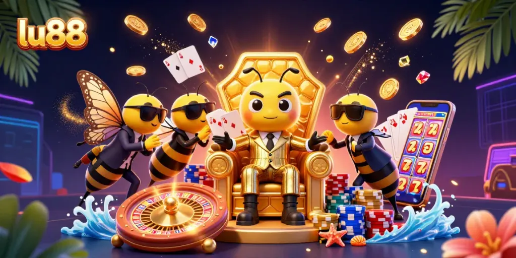 Spin and win with lu88's vibrant casino atmosphere, featuring 3D bumblebee mob boss.