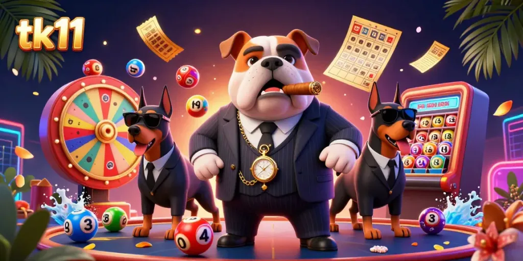 Experience excitement with tk11 in a dynamic casino scene filled with colorful game elements.