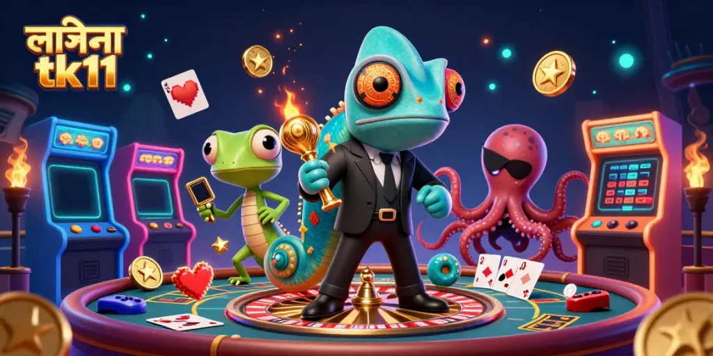 Experience excitement in লাইভ ক্যাসিনো tk11 with animated casino games and colorful characters.