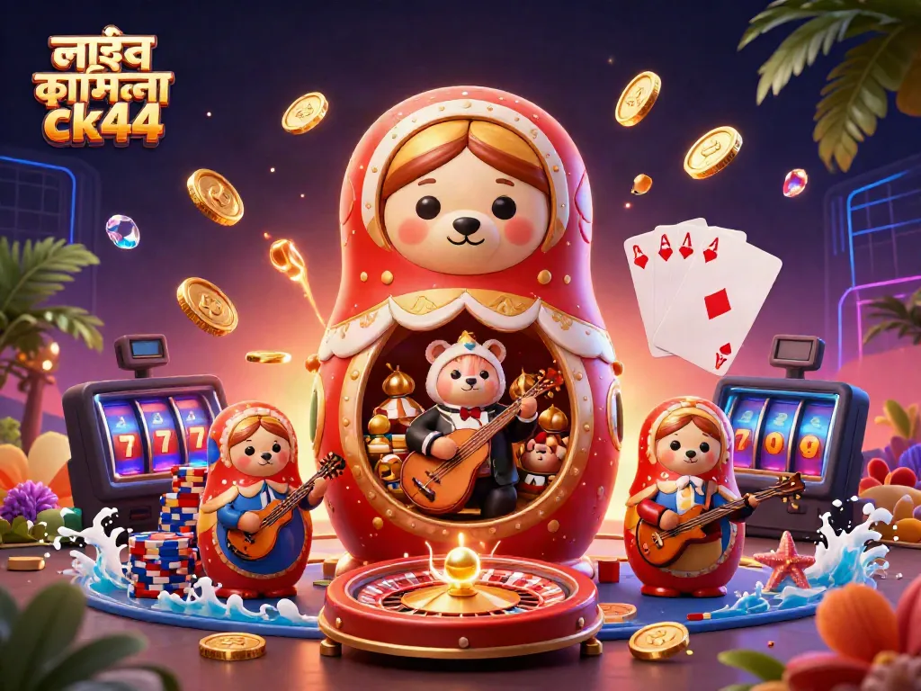 Experience the excitement of লাইভ ক্যাসিনো ck44 with our vibrant 3D illustration showcasing casino action.