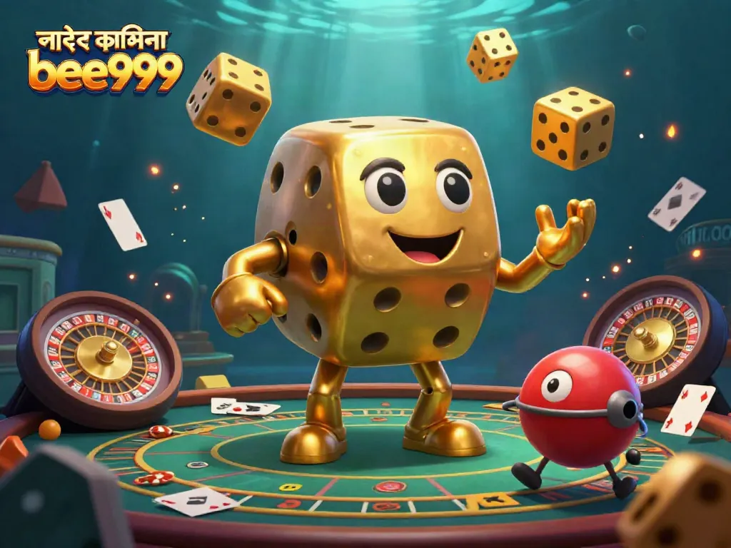 Engage with লাইভ ক্যাসিনো bee999 through this vibrant illustration featuring dynamic game elements and character interaction.