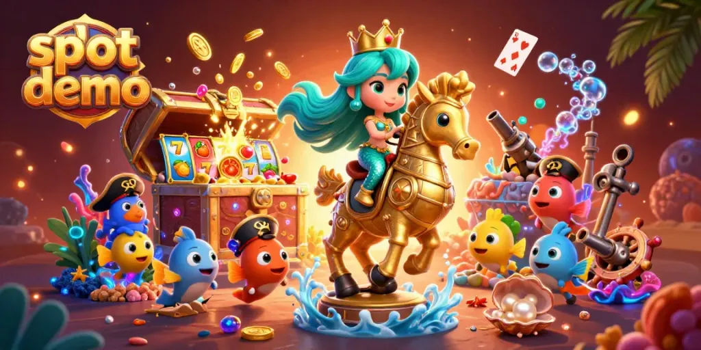 Experience the thrill of slot demo gaming with vibrant characters and exciting game elements in this animated scene.