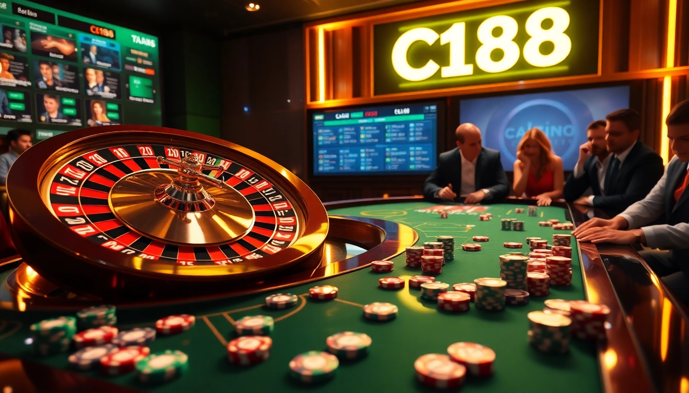 C168 hosts an exciting table with betting chips and a spinning roulette wheel.