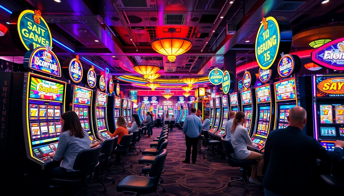 Jouer aux machines à sous en ligne avec une ambiance dynamique et des lumineux effets visuels.