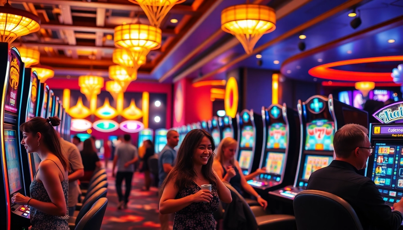 Découvrez le meilleur nouveau casino en ligne à travers une scène de casino animée et accueillante.