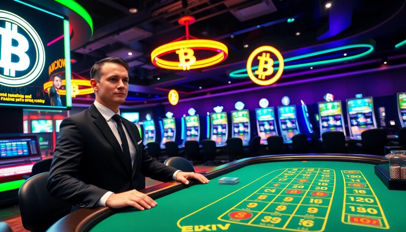 Jouer à casino crypto en ligne avec des lumières vives et une ambiance dynamique.