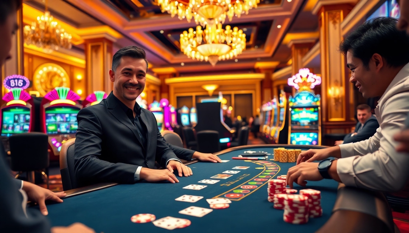 Vibrant gameplay at casino en ligne belgique with a stylish blackjack table and friendly dealer.