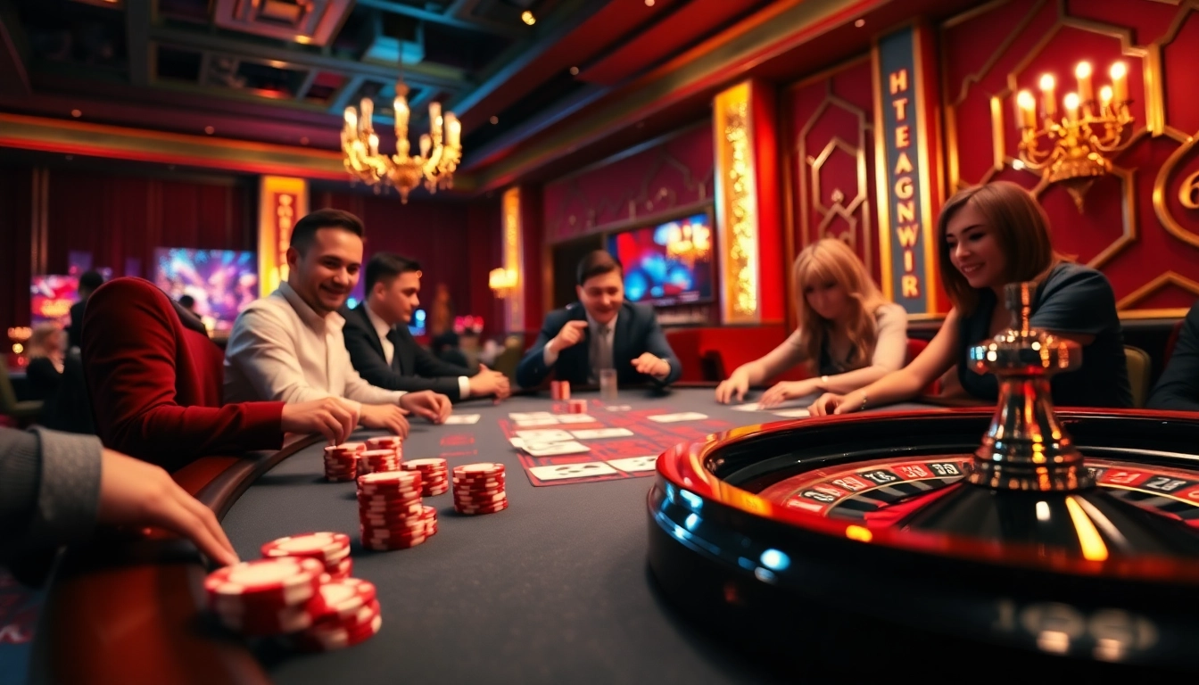 Profitez d'une expérience de jeux passionnante au casino en ligne avec des joueurs autour d'une table. related image