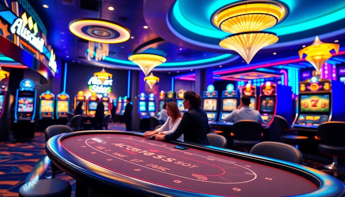 Jouer dans un casino crypto moderne avec des lumières vives et une ambiance animée.