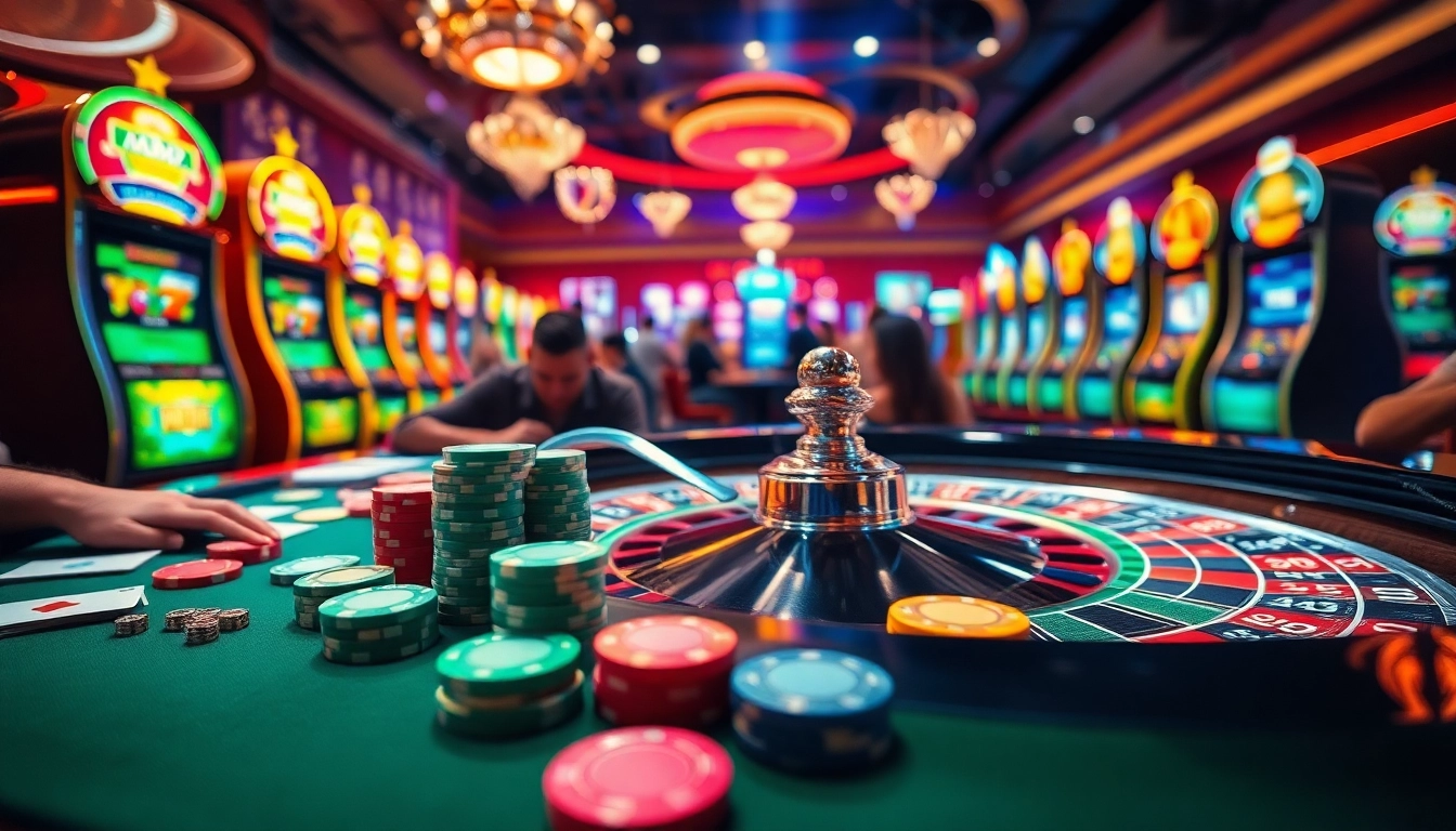 Jouer au casino sans kyc dans une ambiance vibrante avec des couleurs éclatantes et des joueurs actifs. related image