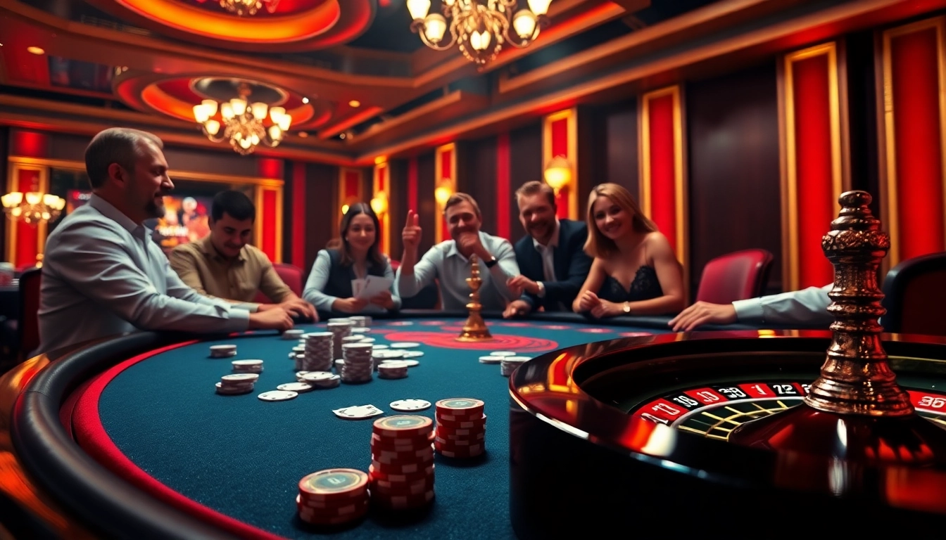 Profitez d'une expérience de jeux passionnante au casino en ligne avec des joueurs autour d'une table.