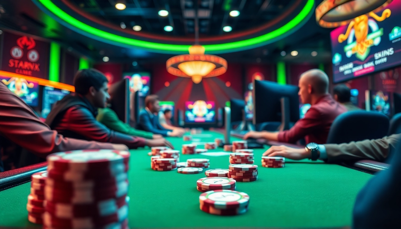 Jouer au poker en ligne dans une atmosphère immersive avec des joueurs concentrés. related image