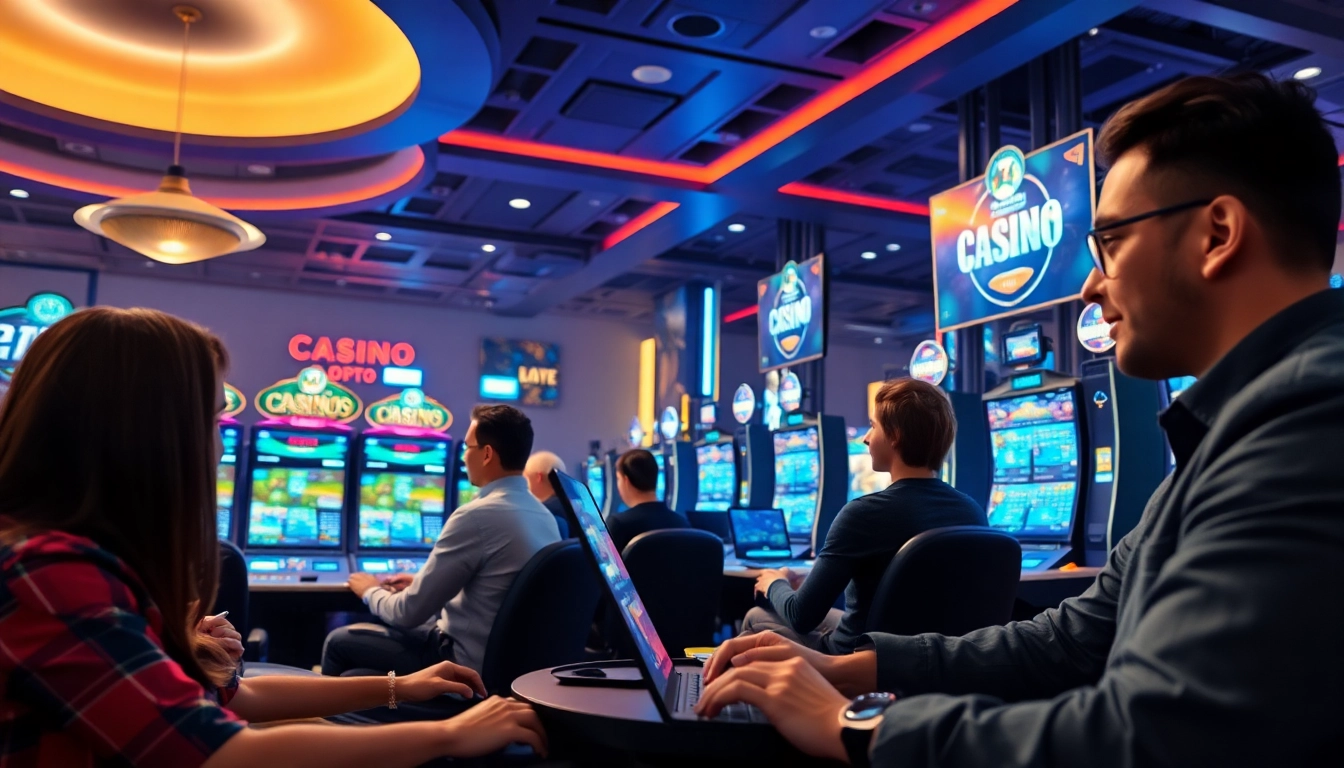 Casino en ligne retrait immédiat: Players engaging with vibrant online gaming experiences.