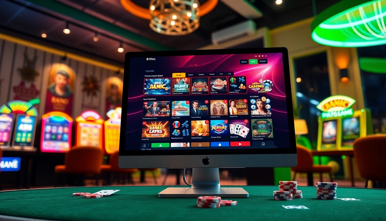 Vibrant nouveau casino en ligne interface with exciting games and inviting atmosphere.