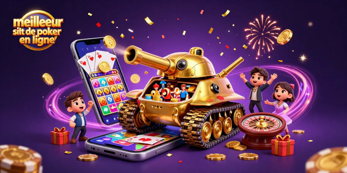 Profitez du meilleur site de poker en ligne avec un tank doré et un casino miniature à l'intérieur.