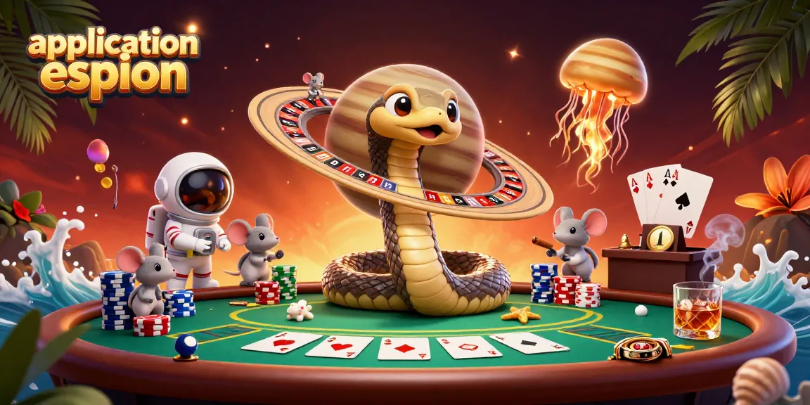Placez des paris avec l'application espion : illustration 3D d'un serpent de Saturne et des astronautes.