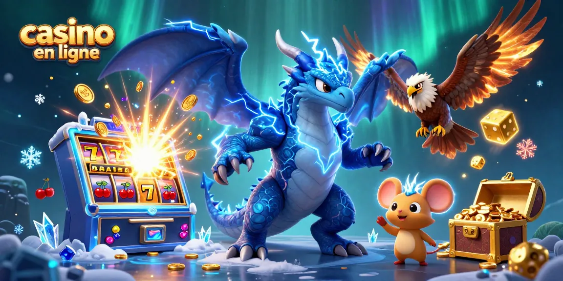 Jouez à des jeux captivants sur un casino en ligne avec des dragons et des machines à sous éclairées.