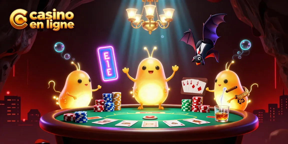 Les vers luisants illuminent un casino en ligne, créant une ambiance festive avec des éléments de poker