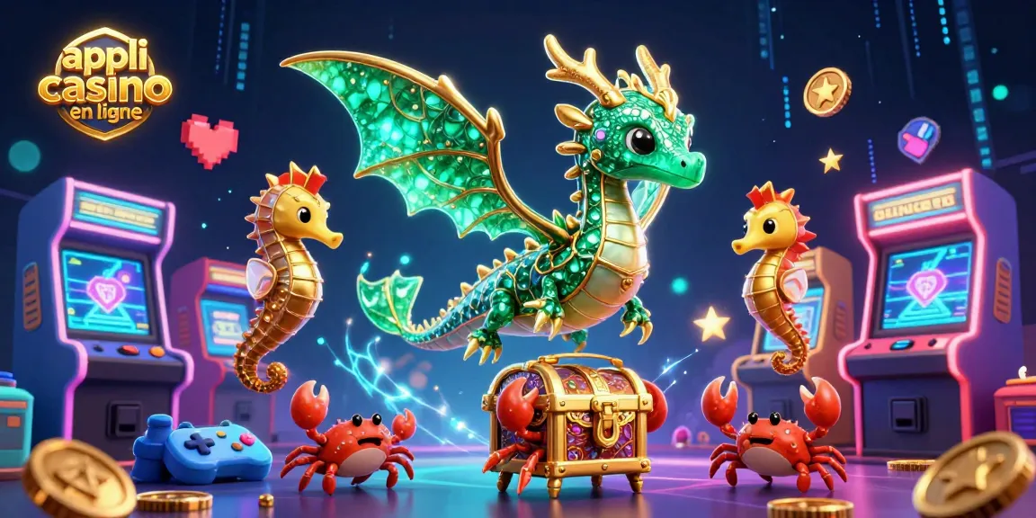 Jouez avec 'appli casino en ligne' au sein d'une scène animée de casino avec un dragon et des machines