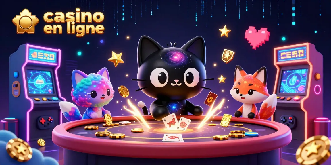 Plongez dans le casino en ligne avec ce chat noir gravitationnel attirant des jetons d'or.